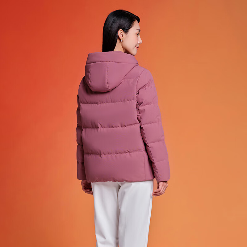Tanboer Women's Short Down Jacket Autumn Winter Hooded Loose Warm Coat TD236356 Pink Red Size 180