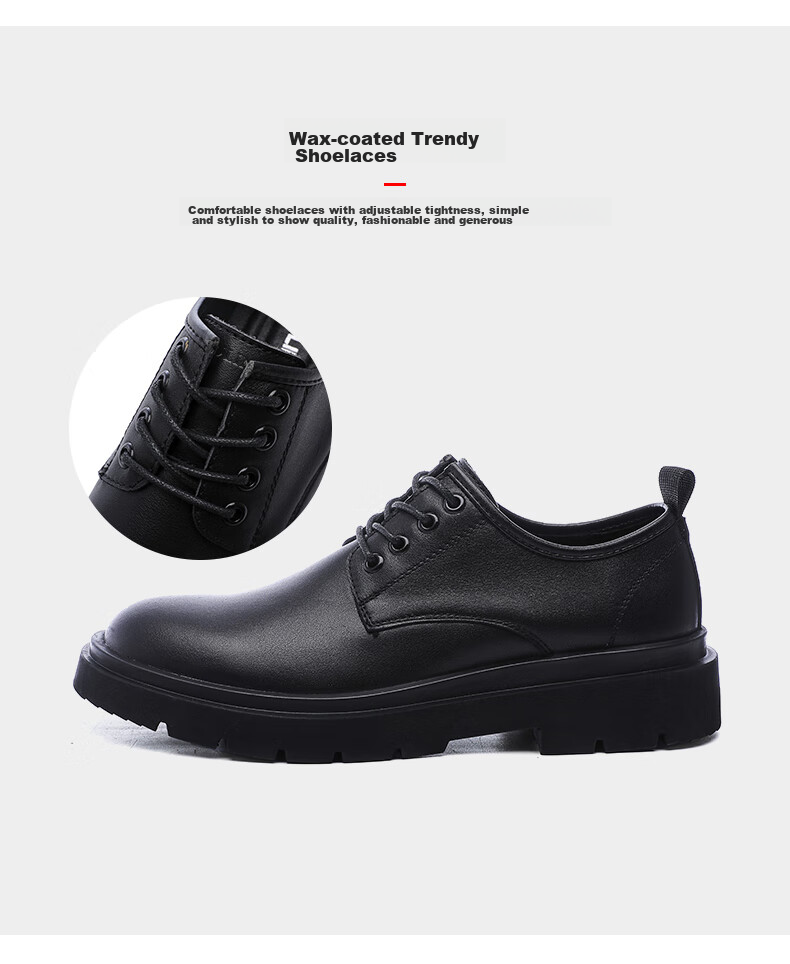 MULINSEN Men's Shoes, Business Casual, Top-Grain Leather, Versatile Thick-Soled British Style Leather Shoes for Men, C9016 7