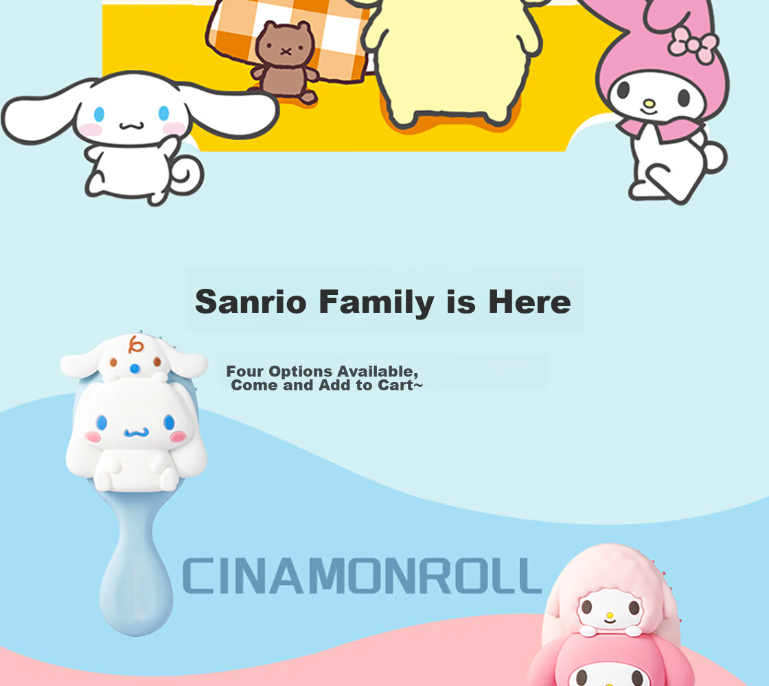 MINISO Sanrio 3D Massage Air Cushion Comb Hair Styling Paddle Brush Gift for Men And Women Kuromi 4