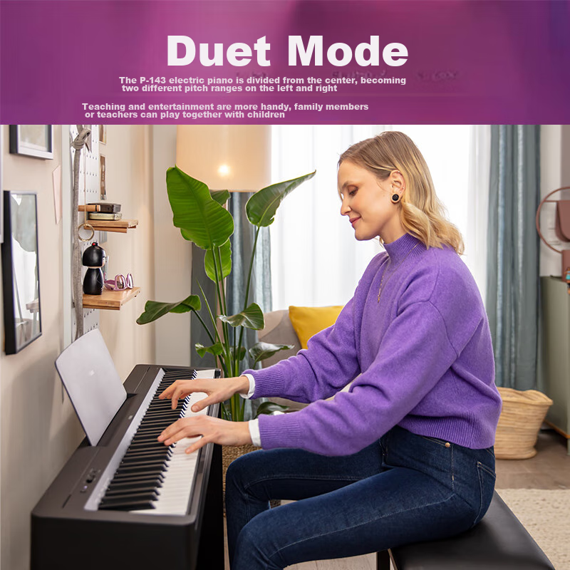 YAMAHA P143BTB Digital Piano, 88 Weighted Keys, Bluetooth, Convenient for Exams, Electronic Piano, Wooden Stand + Three Pedals