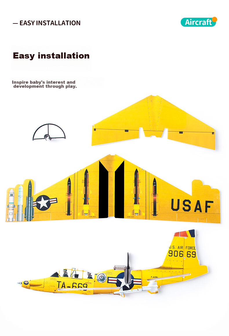Babamama Glider Toy Airplane, Frisbee, Hand-Thrown Foam Airplane, Outdoor Model Aircraft, Rechargeable Children's Toy 4