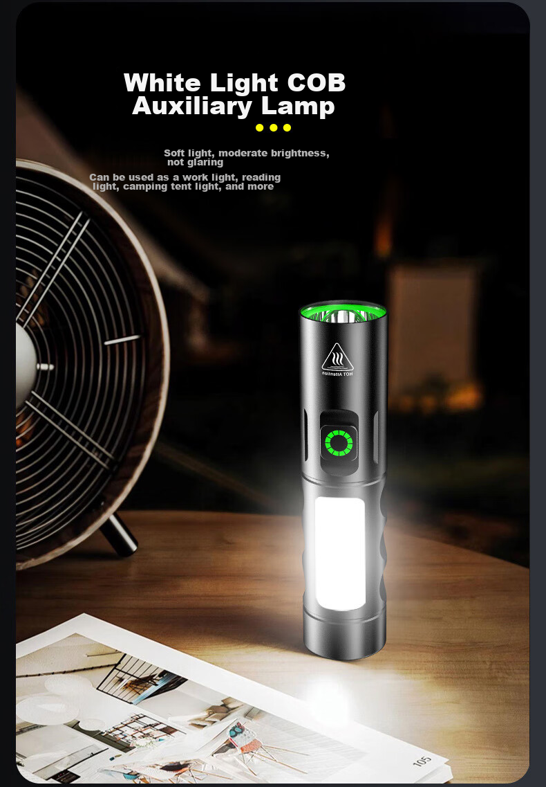AIC Flashlight, High Brightness, Compact LED, Multi-Functional, Mini Portable, Rechargeable, for Outdoor, Home Use, Students, Survival 9