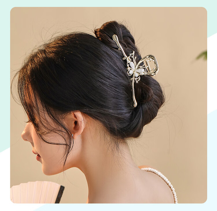 CHIMERA Elegant Hair Clip, Back of Head Half-Up Butterfly Bun Clip for Women, Side Clip Hair Accessory, Mid-Autumn Festival Gift 34