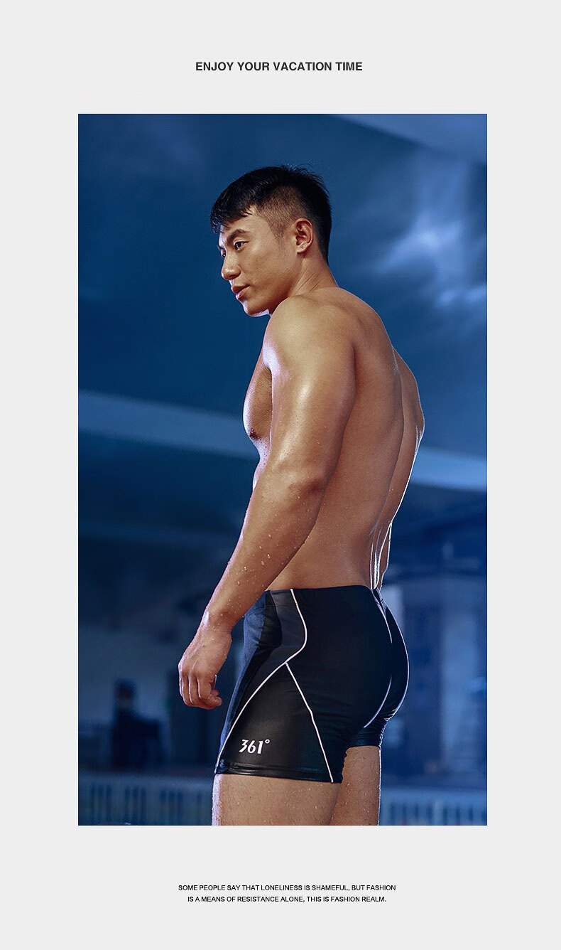 361° Men's Swim Trunks, Swimming Goggles And Cap Set, Square-Leg Swimwear, Professional Training Swimming Shorts, Anti-Embarrassment Quick-Dry Large Size Shorts 13