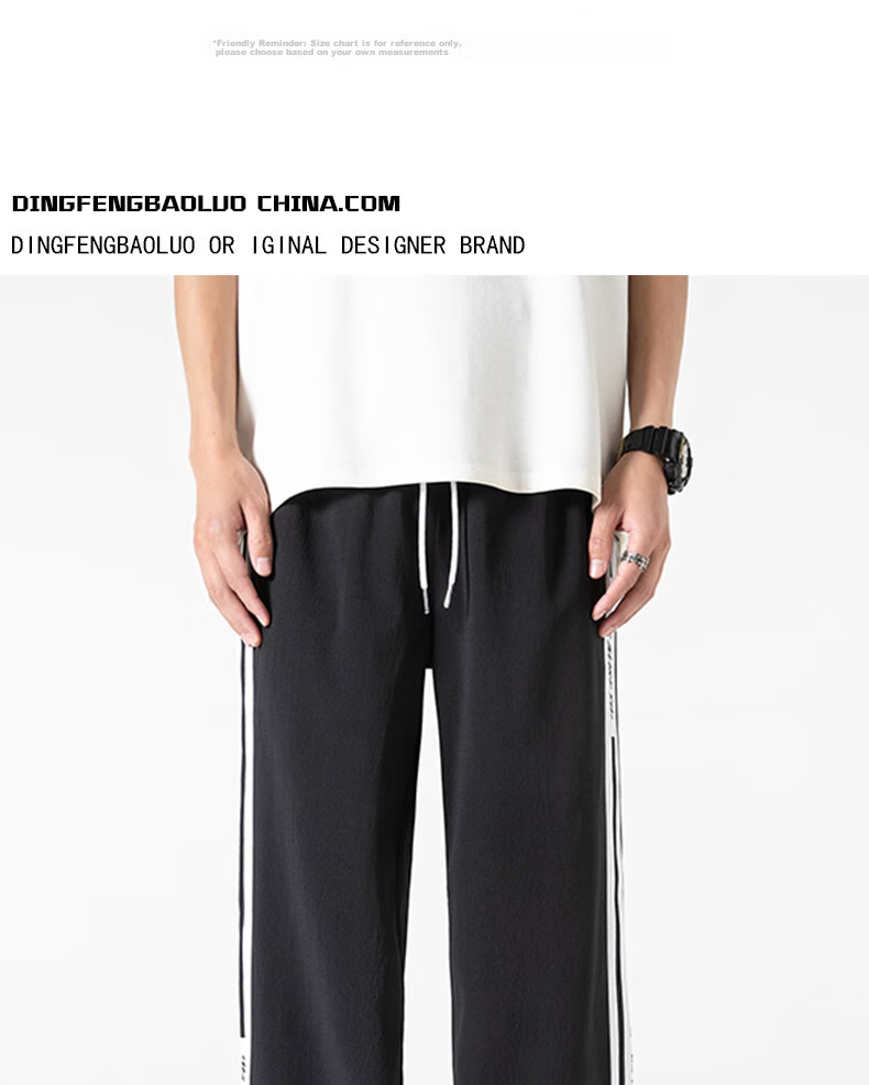 Dingfengbaoluo Casual Pants for Men, Summer American-Style Quick-Dry Sports Loose Straight-Leg Versatile Trousers K508 Black M 7