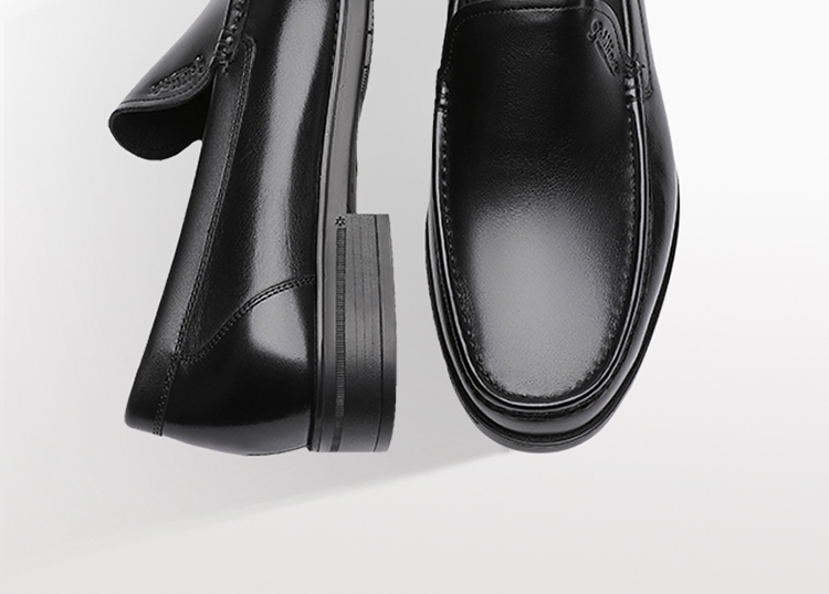 Goldlion Men's Shoes, Urban Business Leather Shoes, Comfortable Lightweight Business Casual Shoes, Loafers, 50213020001A, Black, Size 37 5
