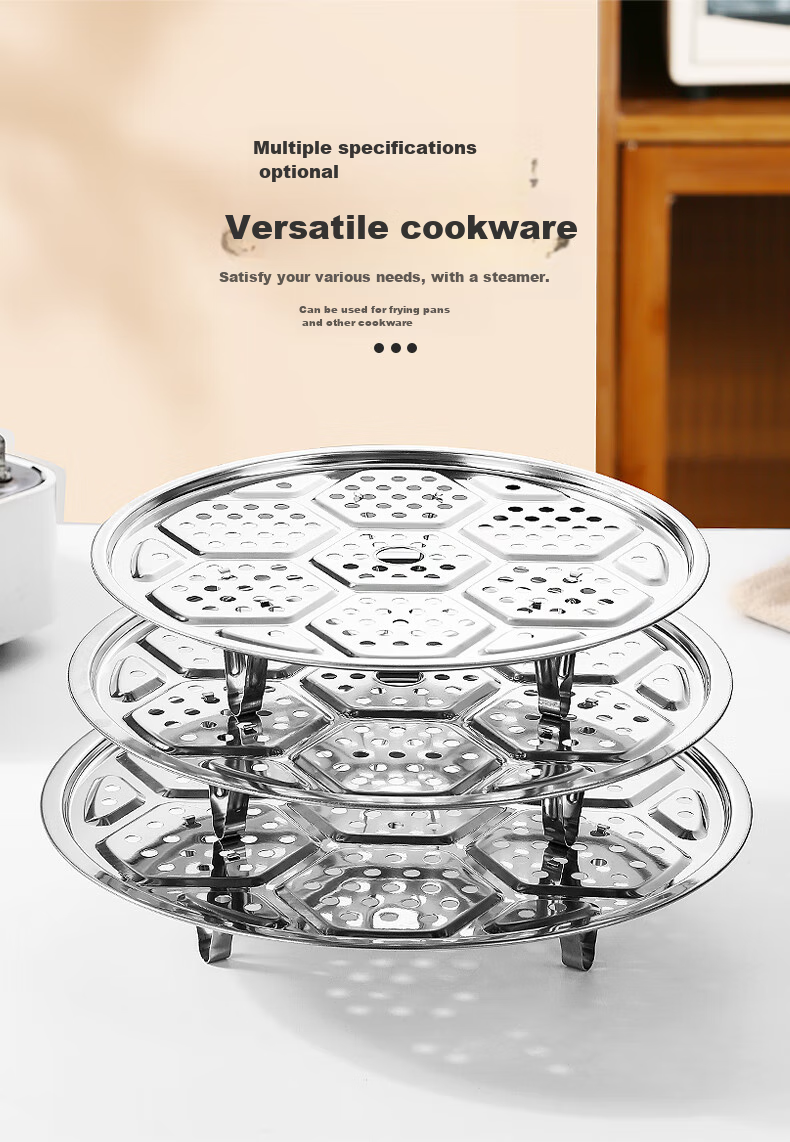 Newair Stainless Steel Steamer Rack, Household Steamer Pot, Wok Steaming Tray, Double Boiler Steaming Rack, Thickened Plate Steaming Stand 6