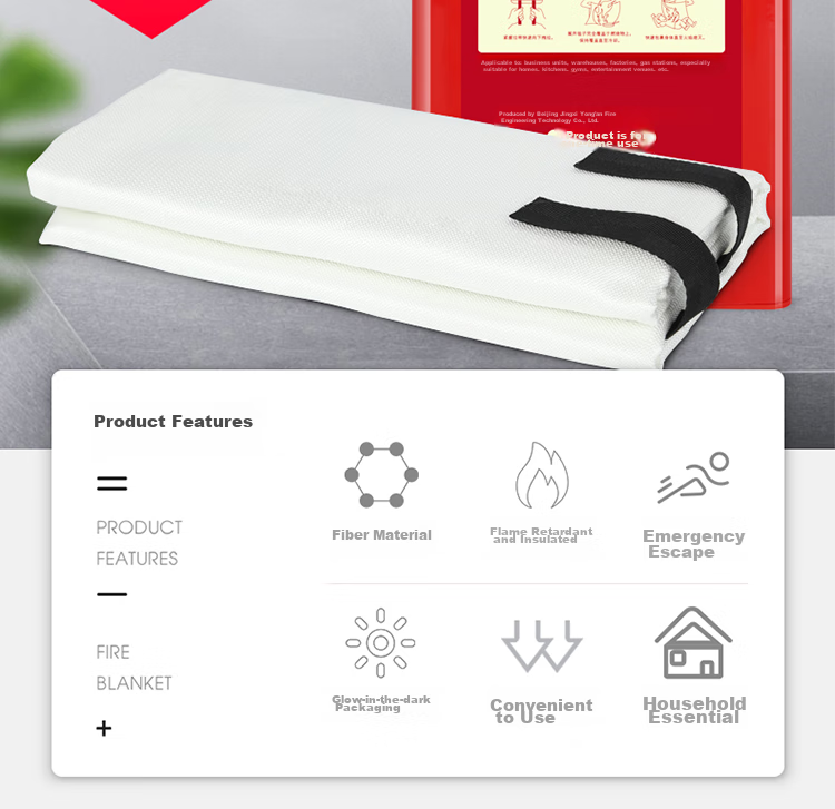 JINGXI Fire Blanket, Fiberglass Fire-Resistant Mat, for Home Kitchen Canteen Use, Fire Extinguisher Box, Escape Blanket, 1.5M X 1.5M 2