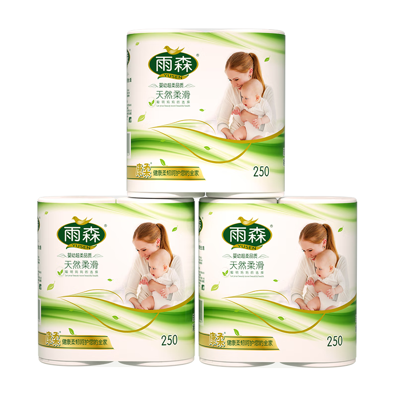 YUSEN Coreless Toilet Paper, Women And Baby Series, 6-Ply 125g*6 Rolls, Soft Comfortable Wet-Resistant Tissue Paper