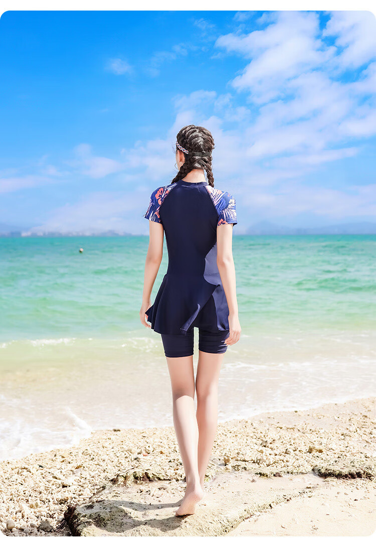 Barbie One-Piece Swimsuit for Women, Boyshort Five-Point Swimwear, Fashionable Tummy Control Slimming Conservative Plus Size Beach Vacation Swimwear 14