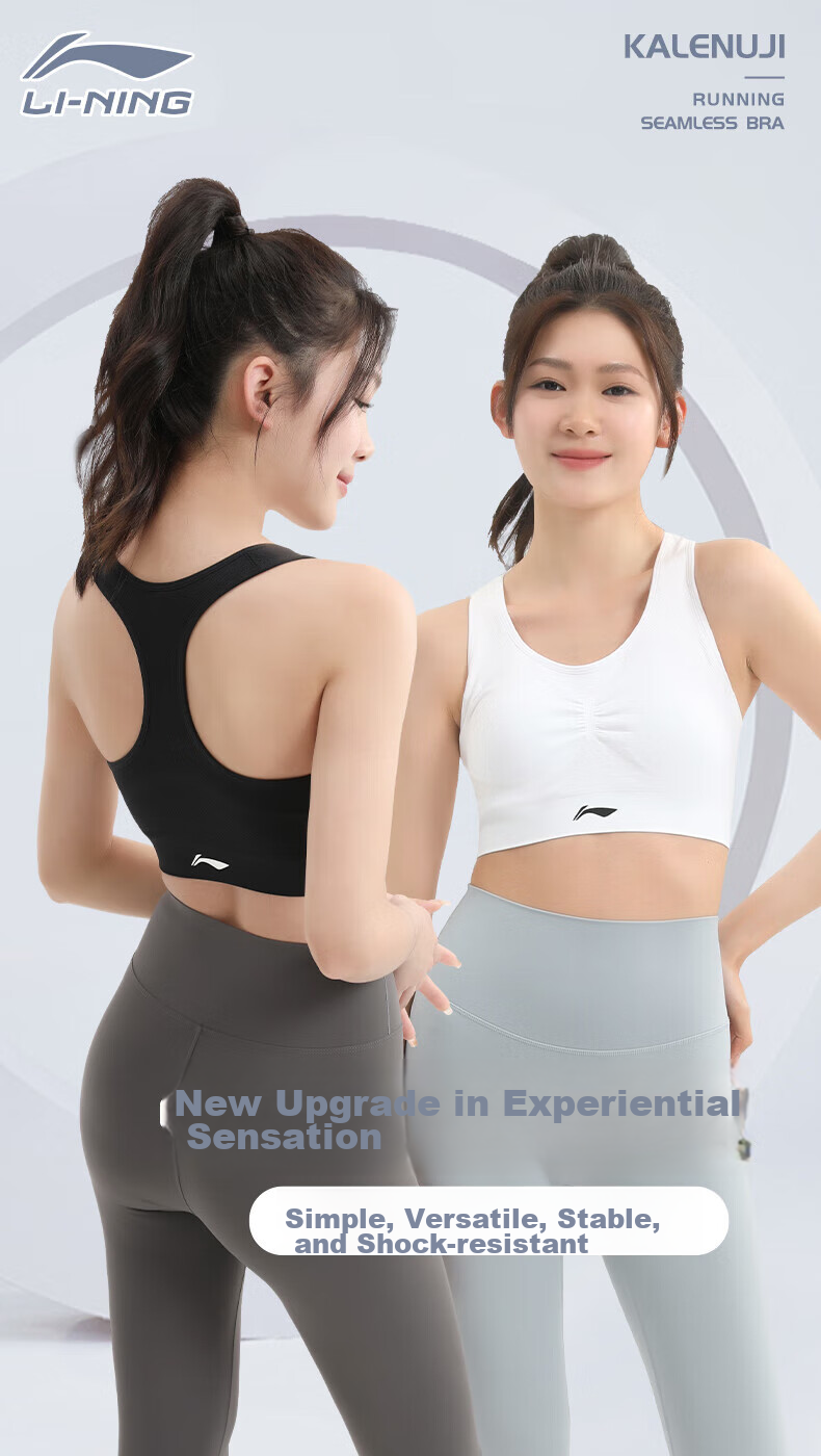 Li-Ning Sports Bra for Women, Yoga Fitness Bra with Medium to High Intensity Support, Quick-Drying Breathable Vest for Running, White M 1