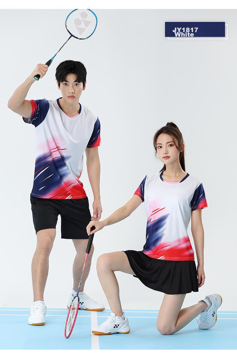 LIEYAO Badminton Customized Competition Set Breathable Short-Sleeve Tennis Shirt LY1816-M White XL 13