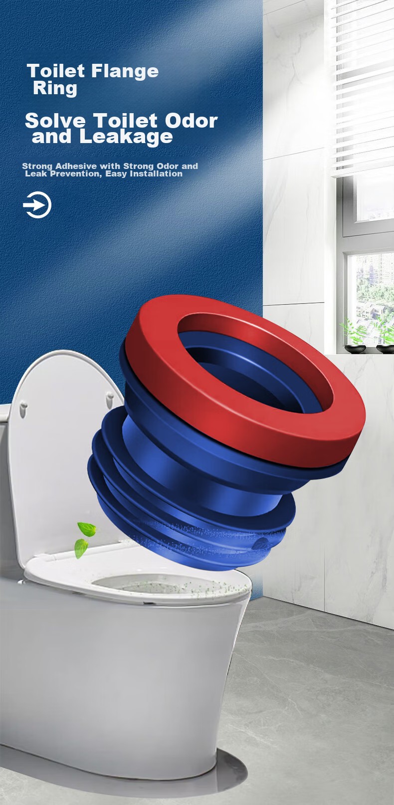 KEGOO Toilet Flange Seal Ring Anti-Backflow Odor Prevention Check Valve, Extended Sewer Outlet for Toilet, Universal K5068 1