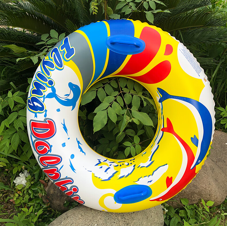 Yonglebao Thick Colorful Swimming Ring with Handles, Armpit Float Life Buoy Cartoon Design for Children And Adults, Water Play Inflatable Rings, 2-Pack 12