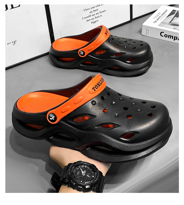 TonLion Men's Sandals 2026 Summer Breathable Height-Increasing Dual-Purpose Beach Shoes Fashionable Orange Size 40-41 9