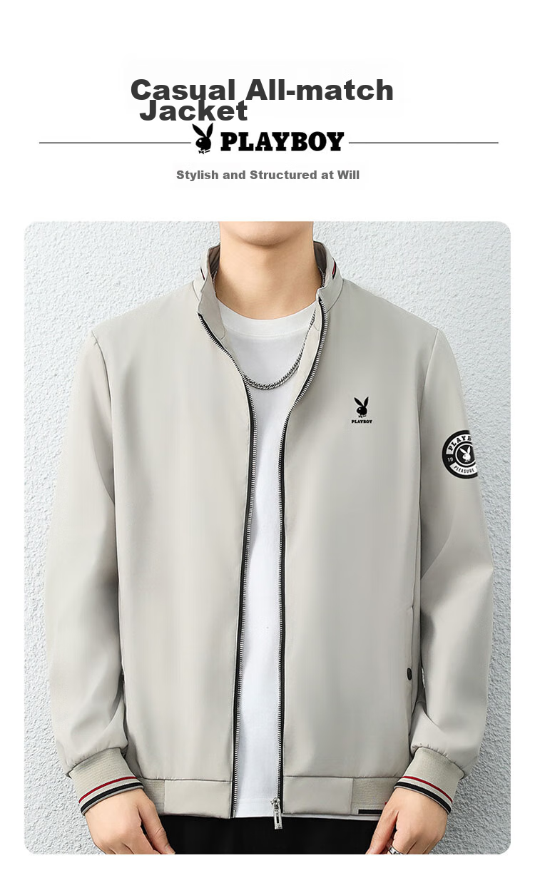 PLAYBOY Men's Autumn Winter Jacket Casual Baseball Jacket Trendy Japanese Style Premium Men's Clothing 1