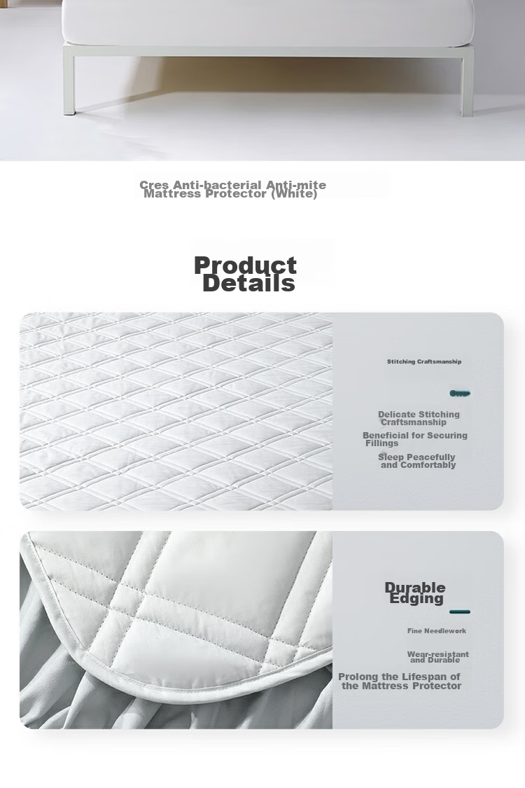 Shuixingjiafang Bed Protector, Antibacterial And Anti-Mite Protective Pad, Thin Mattress Cover, Full Encasement Protector, for 1.5-Meter Bed, Light Gray Color 17