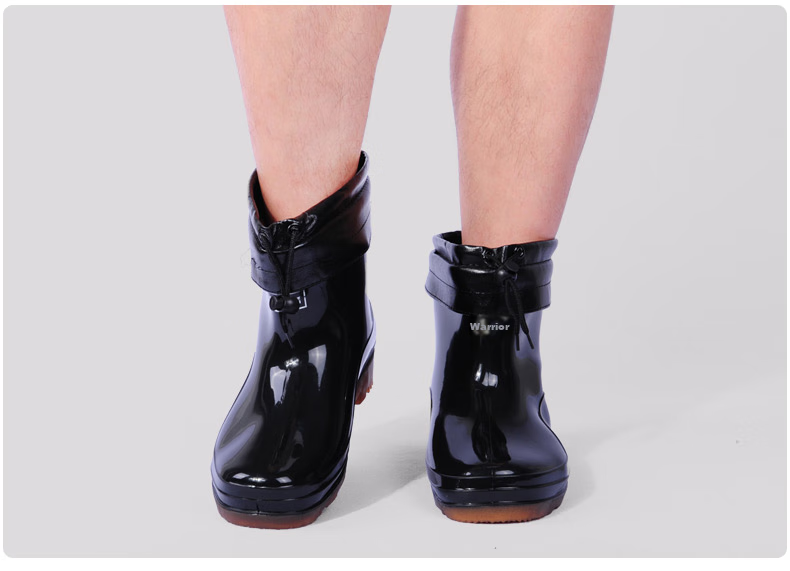 Huili Men's Winter Mid-Calf Waterproof Rubber Shoes with Fleece Lining, Detachable Warm Rain Boots, Overshoes 6557 Black Size 39 13