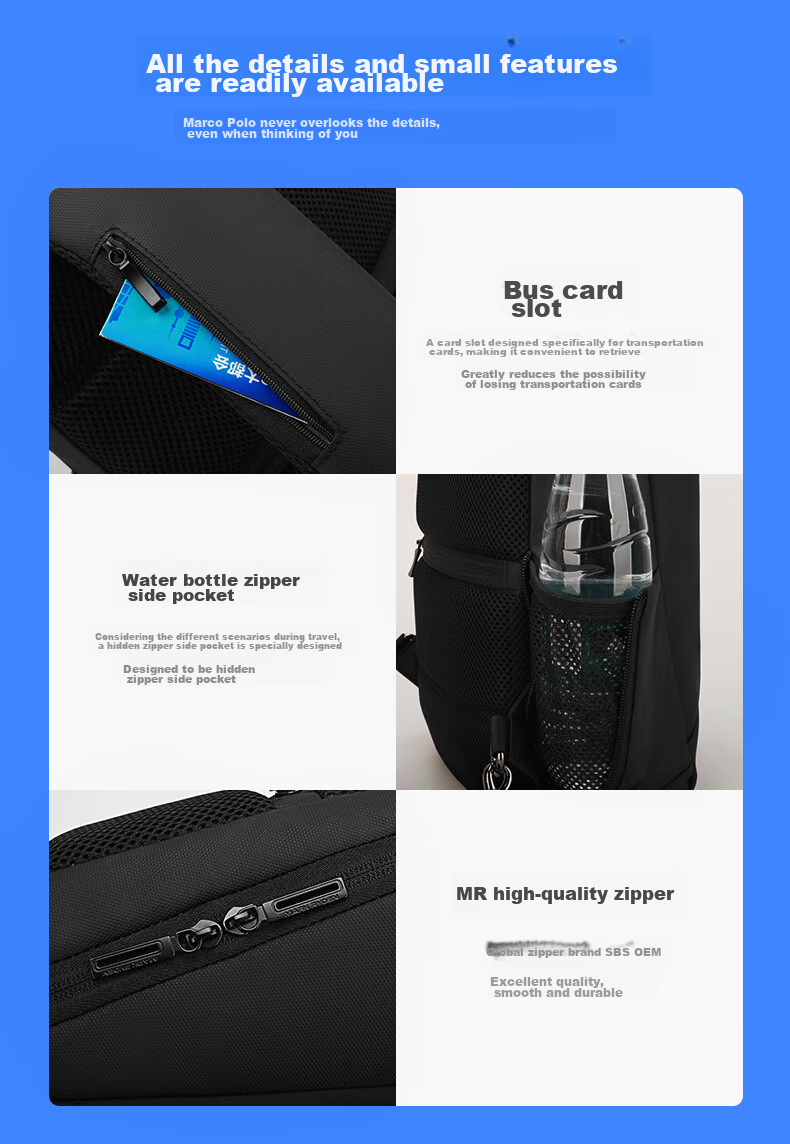 MARK RYDEN Men's Shoulder Bag, Business Casual Crossbody Bag, Water-Resistant Chest Pack, Fashionable Sports Mini Backpack MR7069 Elegant Black 15