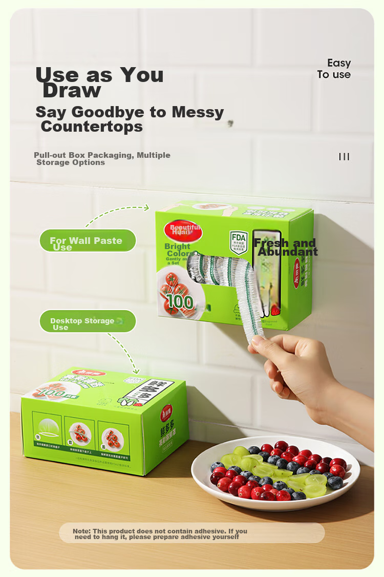 MARYYA Food-Grade Plastic Wrap Covers, 100 Pieces, Disposable Food Covers, Kitchen Leftover Dust-Proof Bowl Covers 15