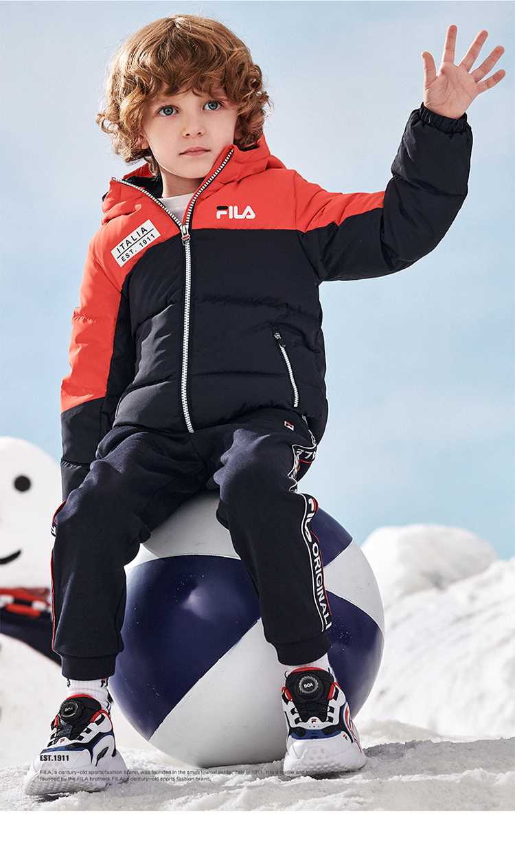 fila斐乐儿童羽绒服2021冬季款潮男童小童宝宝保暖鸭绒羽绒外套130