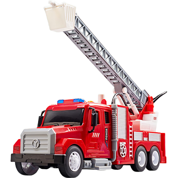 XST Large Water Sprinkler Fire Truck Toy Model with Cloud Ladder for Children's Early Education, Realistic Rescue Watering Car Birthday Gift for Boys
