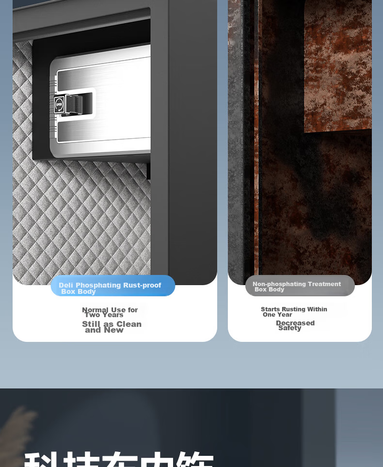 Deli Home Safe Box, 60cm Password Lock, All-Steel Anti-Theft Portable Safe, Can Be Used As Bedside Cabinet, AE671 Black 15