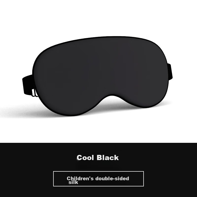 Delipow Children's Silk Eye Mask for Students, Sleep Light-Blocking Mulberry Silk Comfortable Breathable Adjustable Black Sleep Mask for Boys And Girls