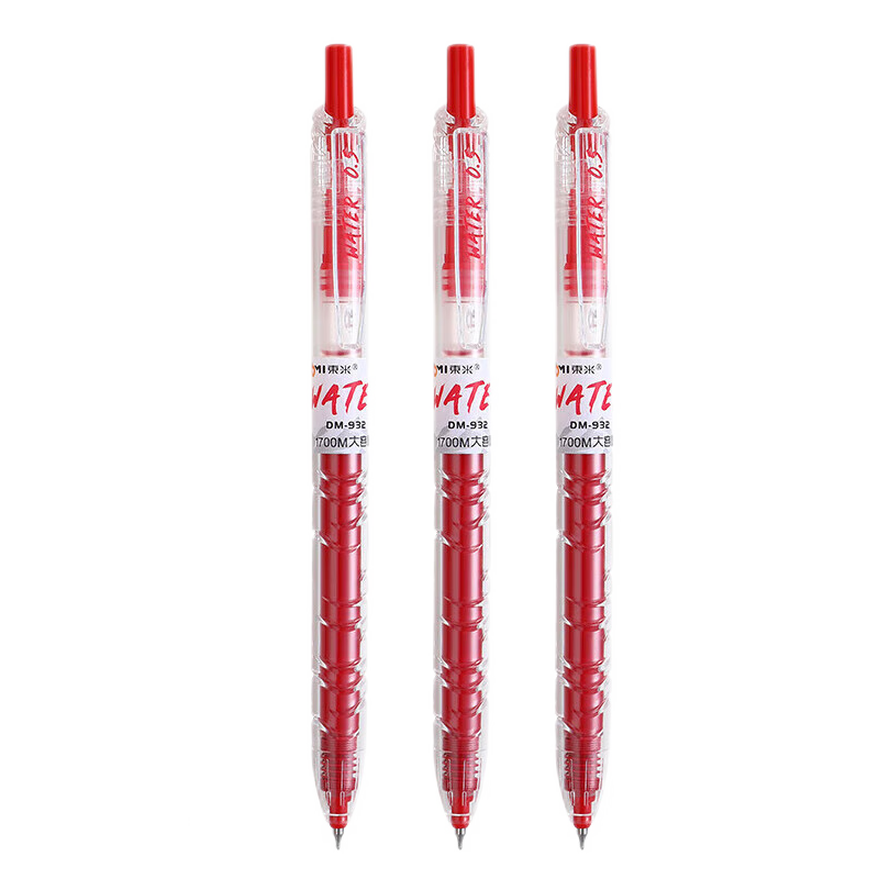 Dongmi Red Pen Holiday Gift, Neutral Pen with Special Bottle, Retractable, Essential School Supplies for Students, Exam-Specific Red Marking Pens, Signature Pens, Test-Specific, Red Color, 3 Pcs DM932CS Tip