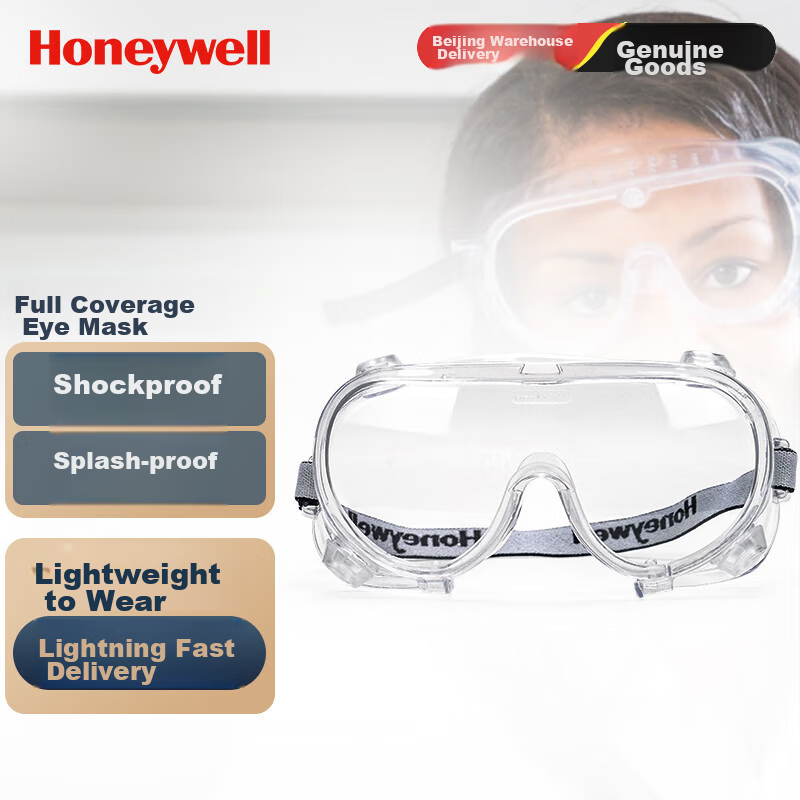 Honeywell Goggles, Windproof, Sandproof, Pollen And Catkin Protection Glasses, Industrial Dust-Proof, Liquid Splash-Resistant, Transparent Lenses, LG99200Pro