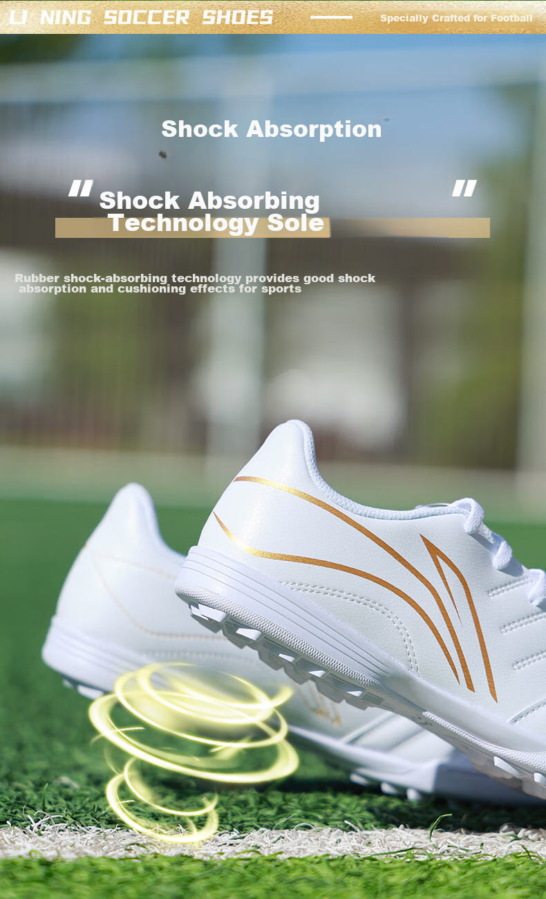 Li-Ning Soccer Shoes for Adults, Men's Cleats, Big Kids And Teenagers, Professional Competition Training Shoes, Non-Slip Breathable Cleats, White, Size 43 11