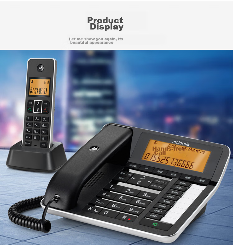 Motorola Cordless Telephone System, Long-Range Wireless Landline Phone, Telemarketing Fixed-Line Phone 16GB, Piano Lacquer Finish, Office And Home Use Executive Manager Telephone C7501RC 10