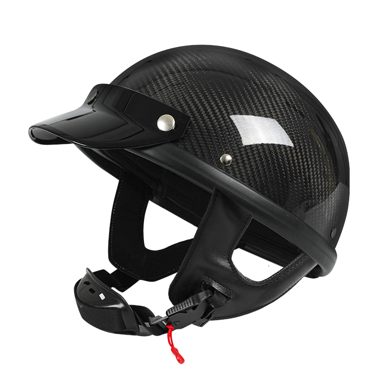 MYARMOR Carbon Fiber Electric Motorcycle Helmet, New National Standard 3C Certified, Summer Vintage Half Helmet, Lightweight for Men And Women, Stylish Motorcycle Safety Helmet, Glossy Black XL (61-62)