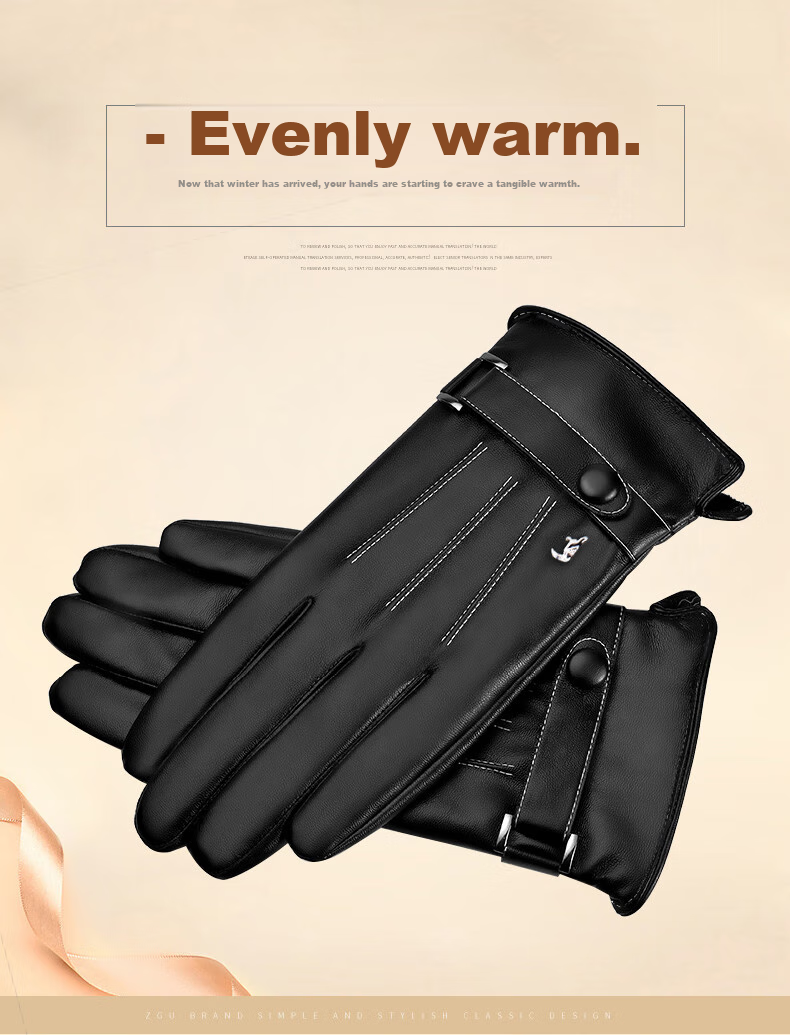 TUCANO Leather Gloves for Autumn And Winter Cycling, Men's Fleece-Lined Thick Warm Windproof Water-Resistant Touchscreen Motorcycle Riding Gloves 9