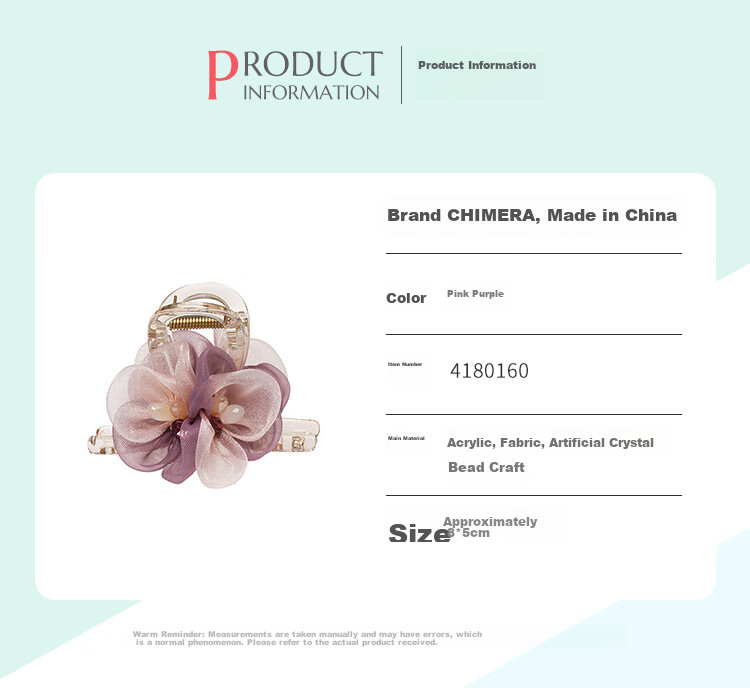 CHIMERA AB-Side Floral Hair Claw Clip, Shark Clip, Back of Head Hair Accessory, High-End Hairpin, Hair Ornament, Birthday Gift for Wome 9