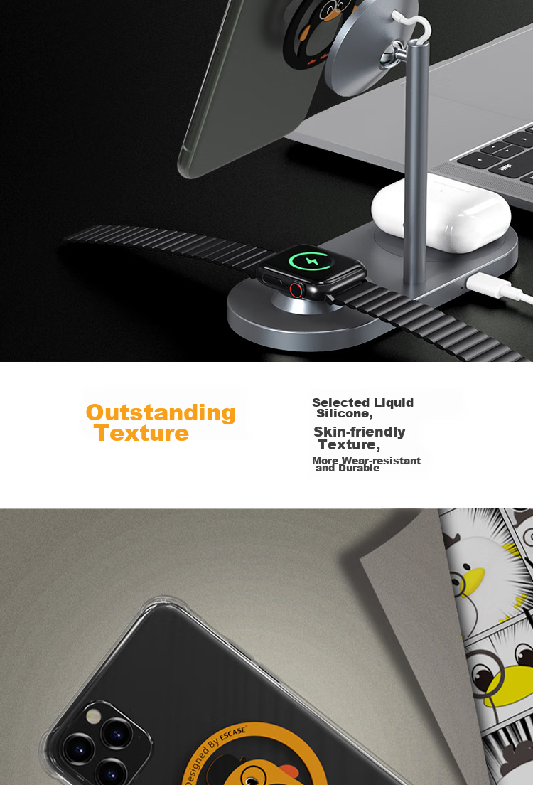 ESCASE Wireless Charging Magnetic Ring MagSafe Phone Stand, Magnetic Back Sticker Suction Cup, Compatible with Apple Huawei Xiaomi OPPO Samsung, ES-JAZZ Black 9