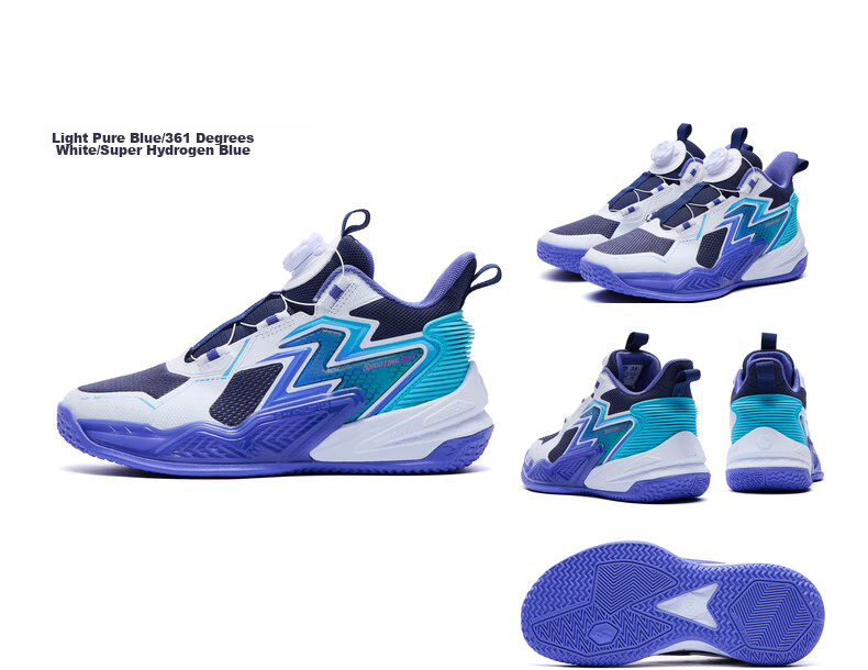 361° Children's Basketball Shoes, 2024 Fall/winter Youth All-Round Performance Quick-Rebound Technology Basketball Shoes, Blue, Size 39 24