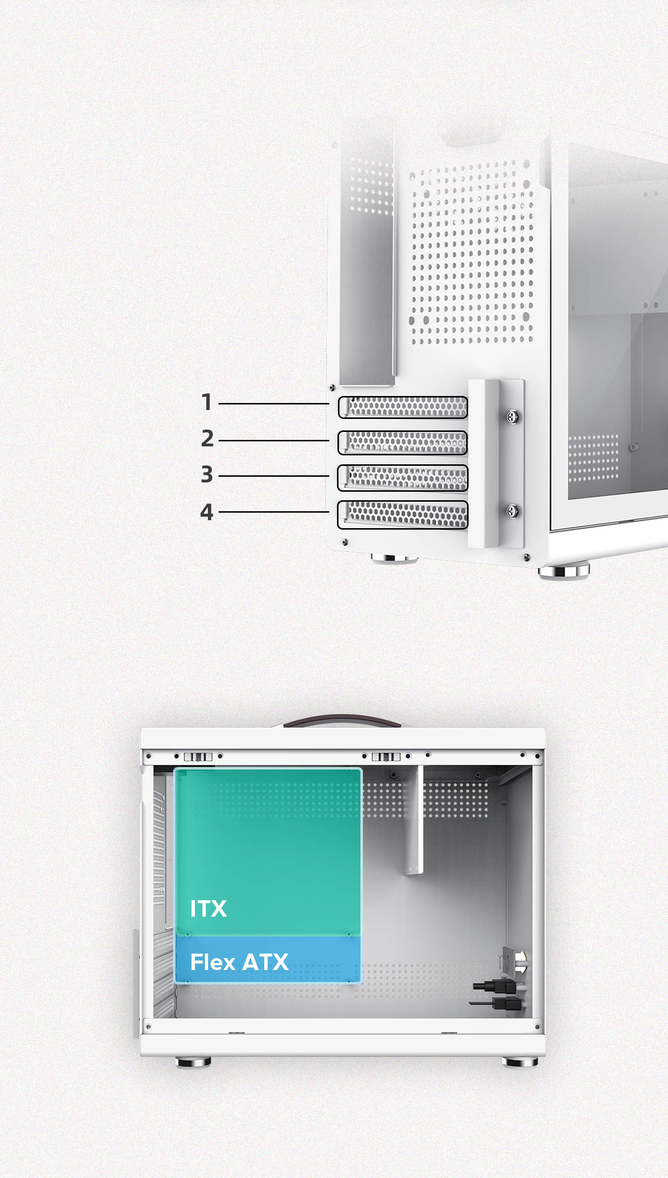 GAMEMAX Spark Mini ITX Tower PC Case Black Typc-C (0.8mm Side Window Portable Small Steel Cannon ATX Power Supply) White 5