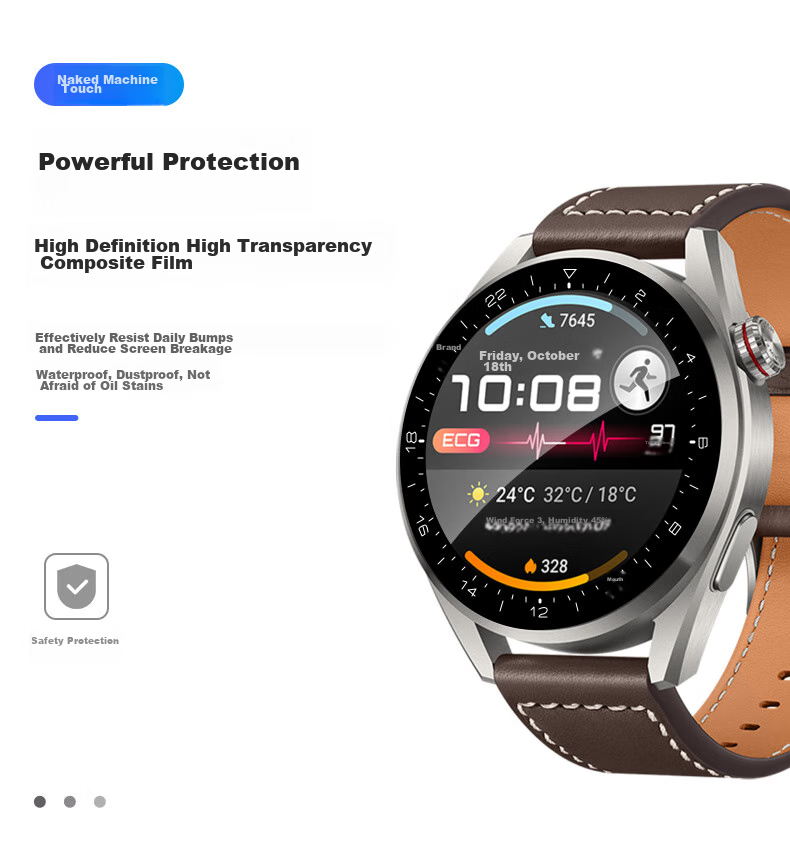 KMaxAI Screen Protector for Huawei Watch 3 Pro/Pro New, Full-Screen HD Watch Protective Film, Watch Face Anti-Scratch Anti-Fingerprint Composite Film, 3D Soft Film with No Edge Chips 3