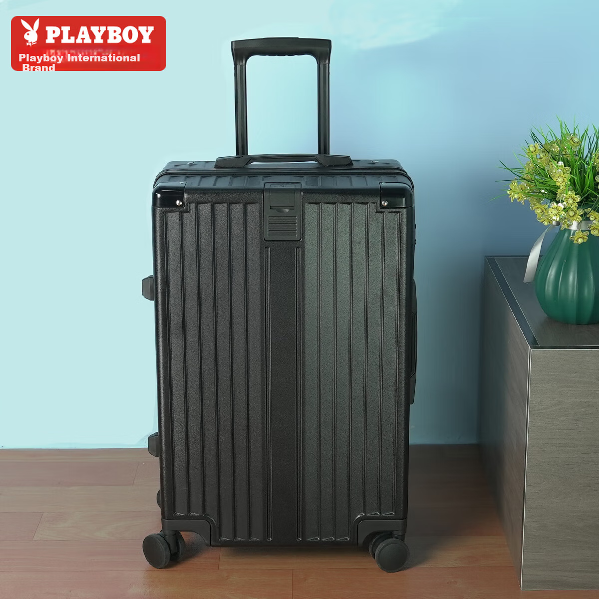 Huahuagongzi Luggage Suitcase for Women And Men, Trolley Case with Spinner Wheels, Travel Carry-On Suitcase with Password Lock, 20-Inch Black