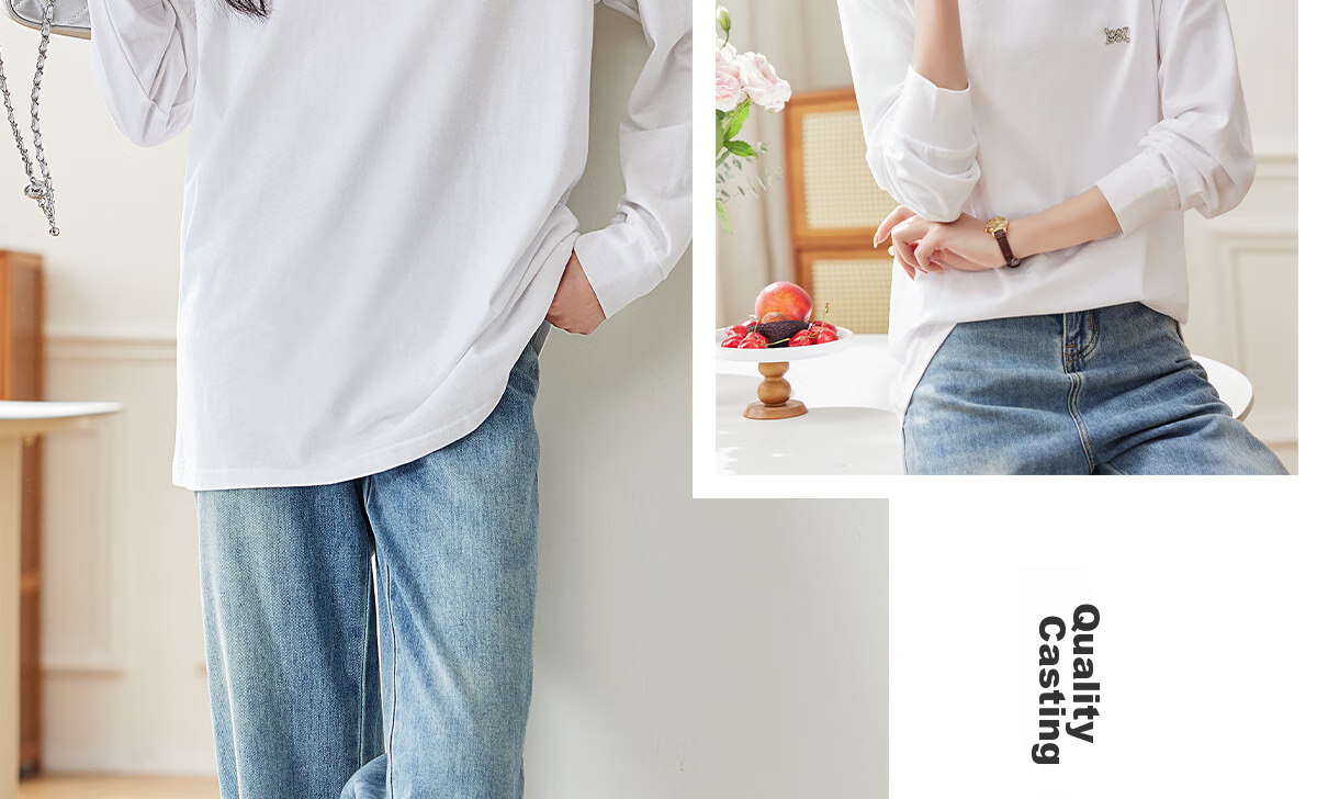 PinCai Long-Sleeve T-Shirt for Women, Classic Loose-Fit Base Layer, Stylish Niche Top for Inner Wear P12KE1855 40
