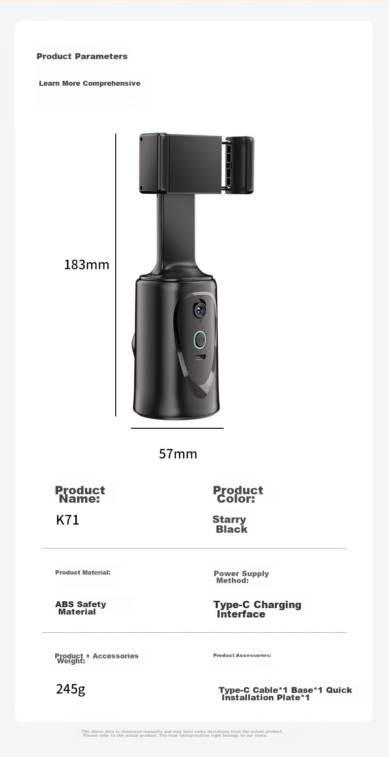 Shuotu [Selfie Gadget with 360-Degree Rotation And Automatic Multi-Function] Gimbal Follow-Up Device, Live Streaming Equipment Set, Facial Recognition, Intelligent Tracking, Gesture TikTok Shooting Equipment 17