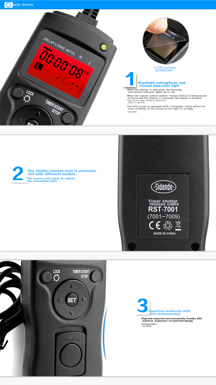Sidande 7000N1 Timer Cable, Compatible with Nikon D850, D810, D800, D700, D500, D300, D3 And Other Nikon Cameras, Universal Shutter Remote Control 9