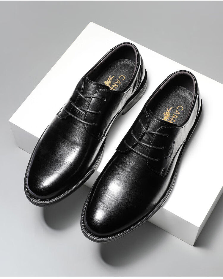CARTELO Leather Shoes for Men, Business Casual Genuine Leather New Style Formal Soft-Soled Height-Increasing Derby Shoes for Autumn And Winter, Breathable Soft Leather Wedding Shoes 4