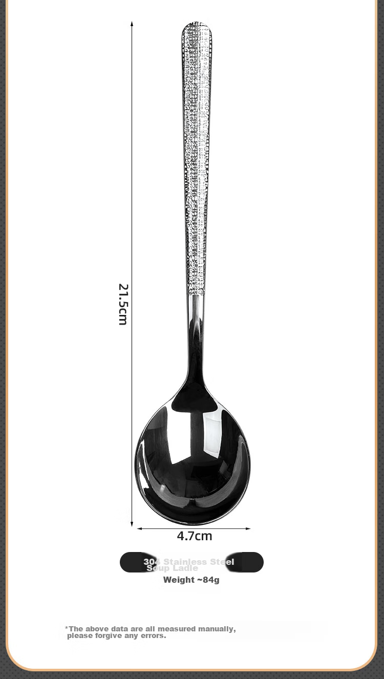 Banwushenghuo 304 Stainless Steel Soup Ladle, High-Quality Serving Spoon, Thickened Long-Handled Public Spoon, Round-Bottom Dining Spoon, Rice Spoon, Soup Ladle 4