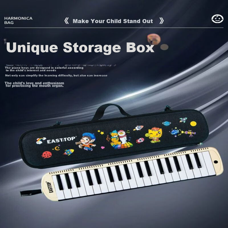 EAST TOP 37-Key Melodica T37, Beginner's Classroom Performance Instrument for Children, Musical Enlightenment Tool, White
