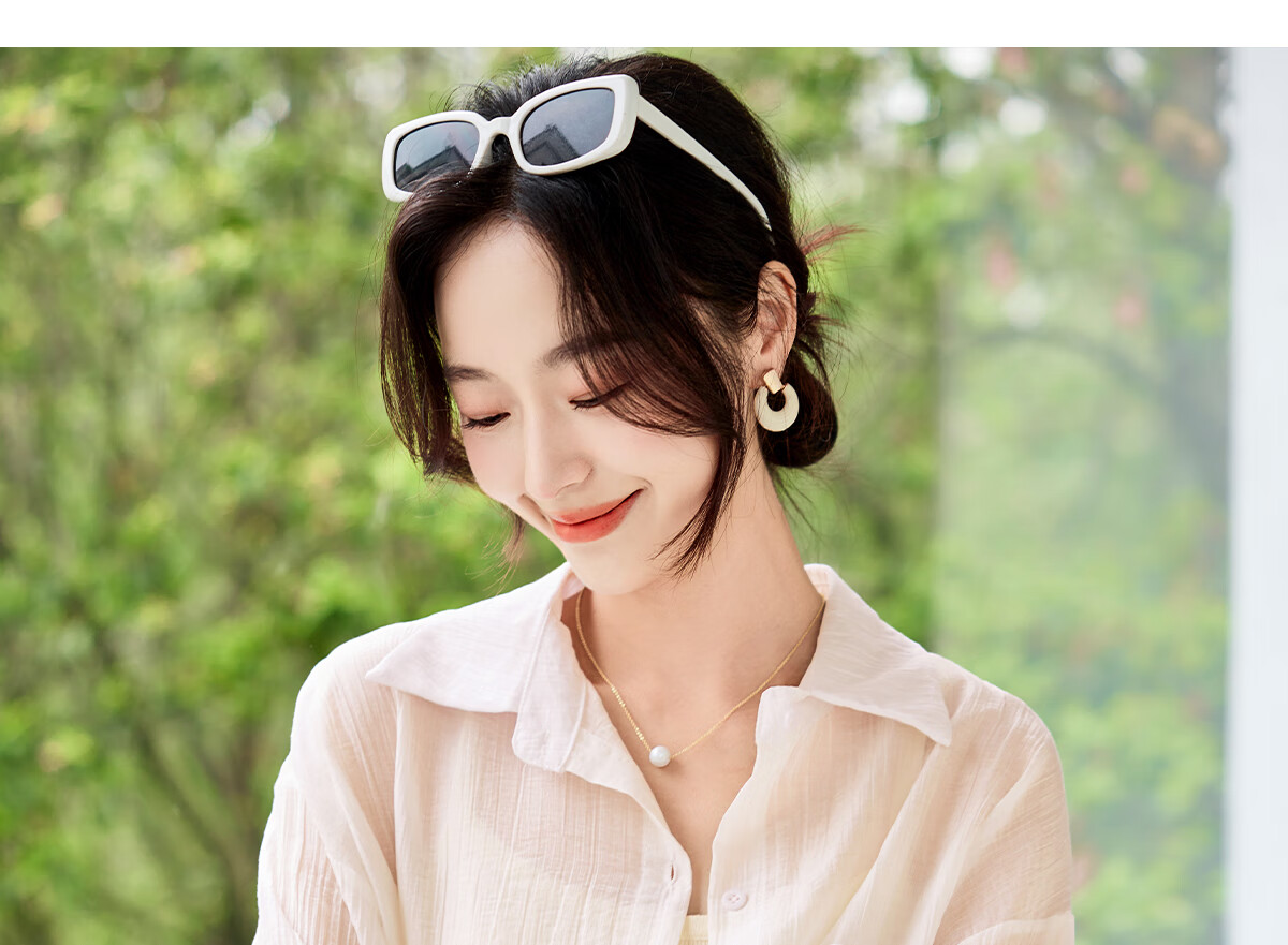Chushen Thin Long-Sleeve Shirt for Women, Loose-Fitting Versatile See-Through Vacation Casual Jacket Top S144C2684 White L 12