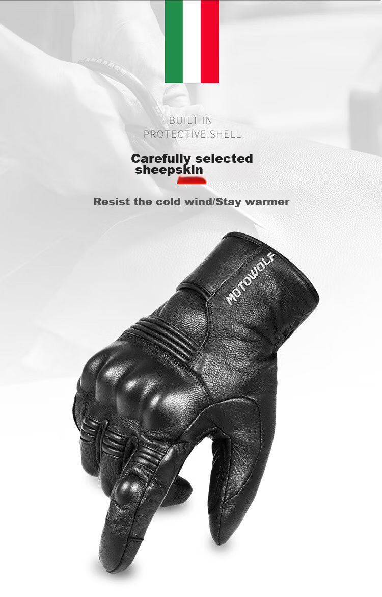MOTOWOLF Motorcycle Gloves Riding Gloves Anti-Fall Genuine Sheepskin Summer Breathable Motorbike Off-Road Full Finger Unisex Four Seasons 4
