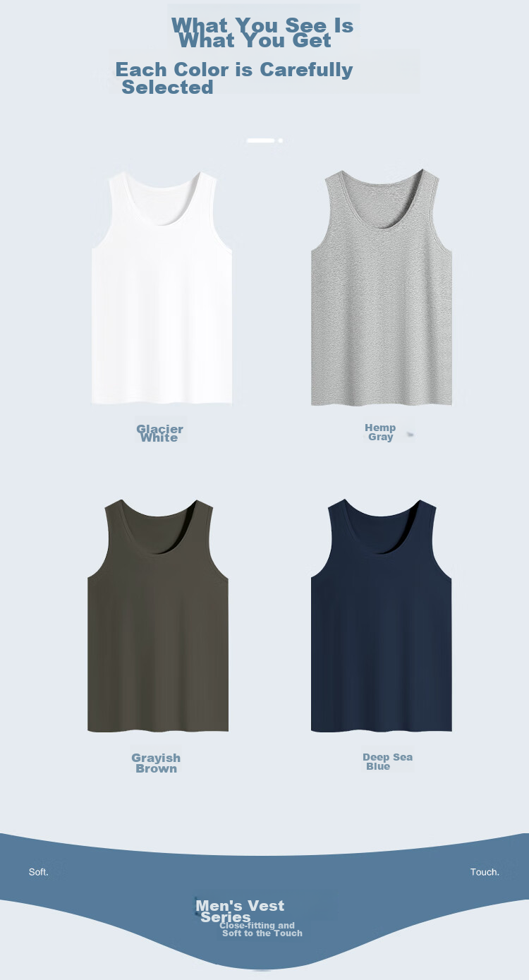 Hodo Men's Solid Color Soft Cotton Sleeveless Undershirt, Round Neck Breathable Sports Tank Top 13