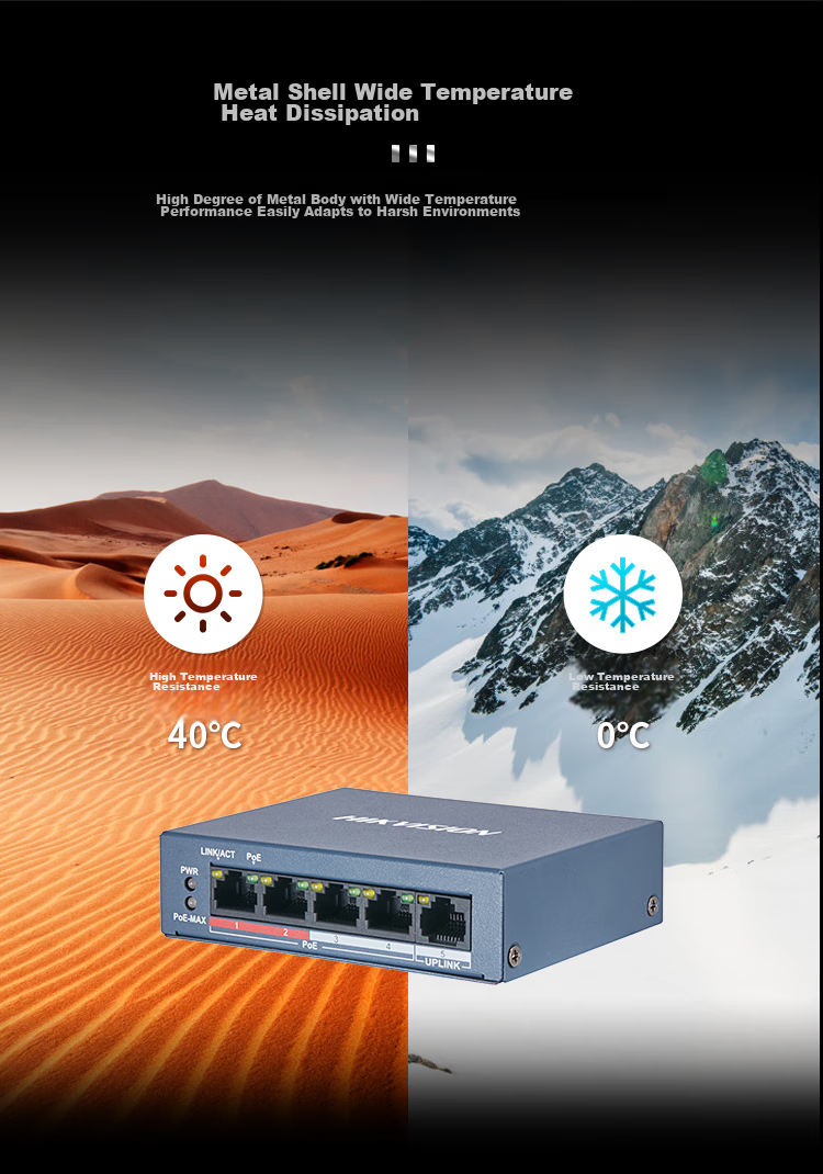 HIKVISION Unmanaged Switch, 8-Core POE Power Supply, 9-Port 100Mbps Ethernet Cable Extension Transmission Mode, Surveillance Splitter, Metal Shell for Heat Dissipation, DS-3E0109SP 7
